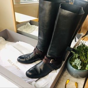 Mulberry black and brown tall riding boot